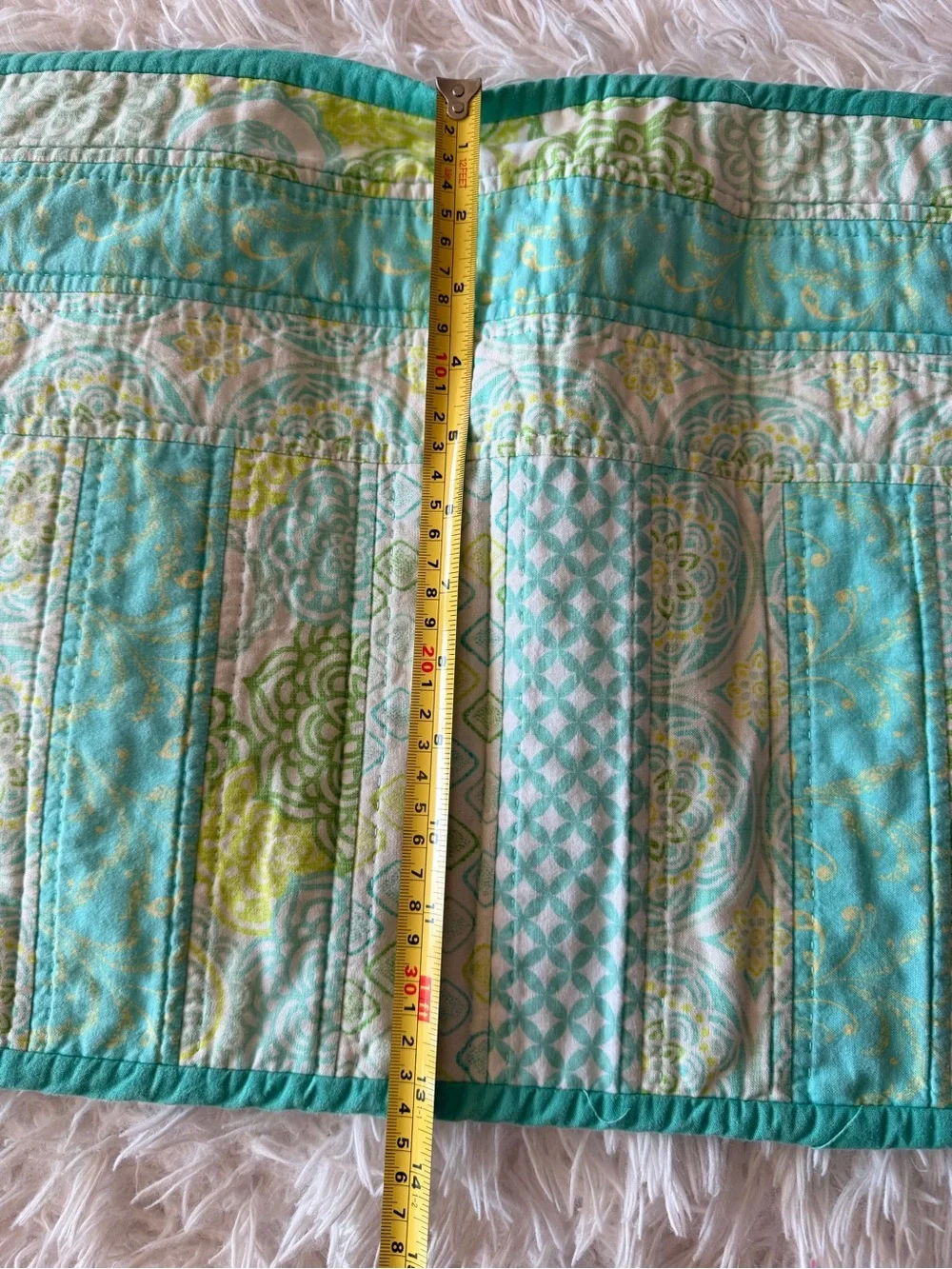 Aqua and Cream Reversible Quilted Bed Throw - Brand